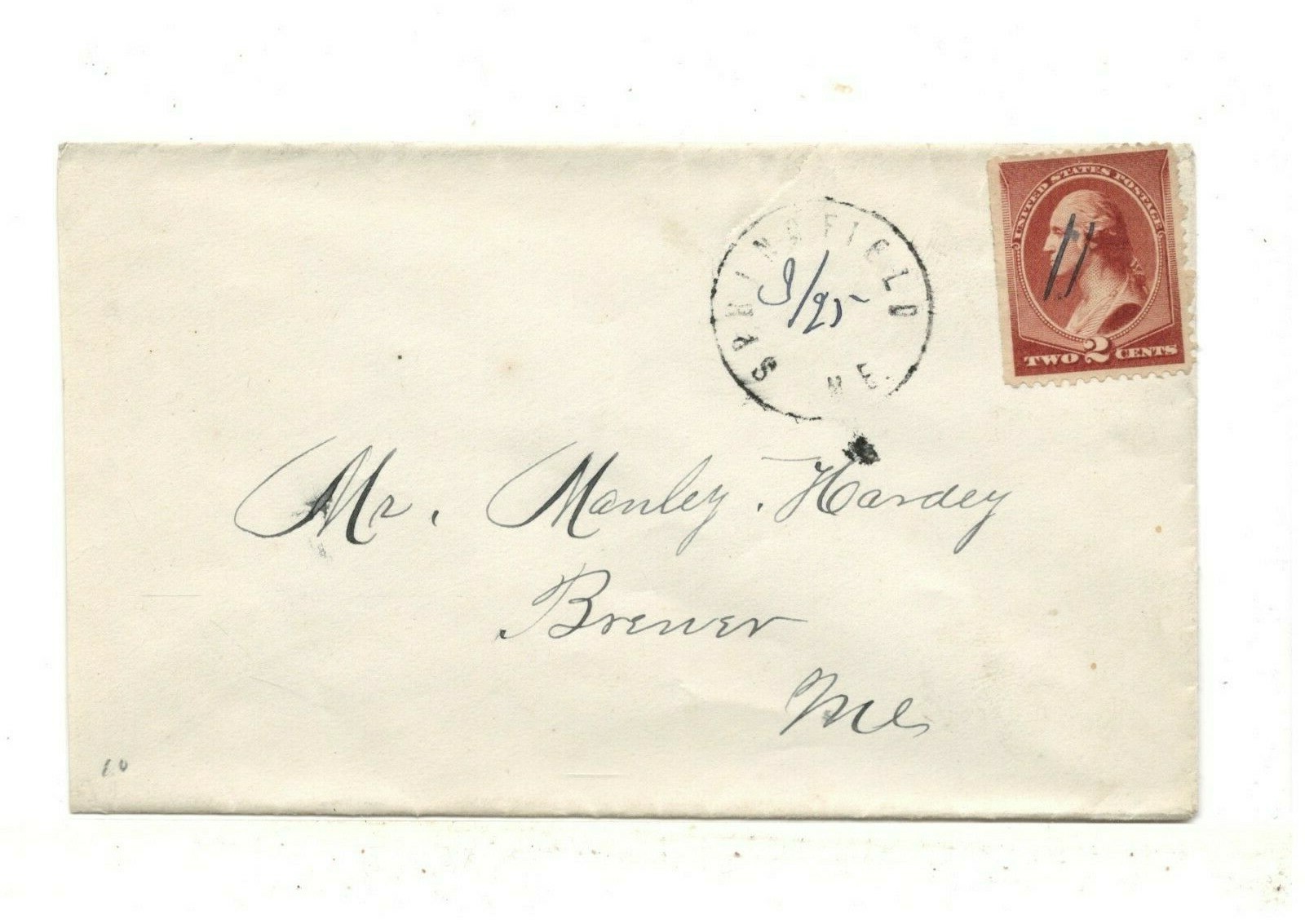 c1870 Cover: Postmarked Springfield, Maine w/Stamp c1870 Cover: Postmarked Springfield, Maine w/Stamp