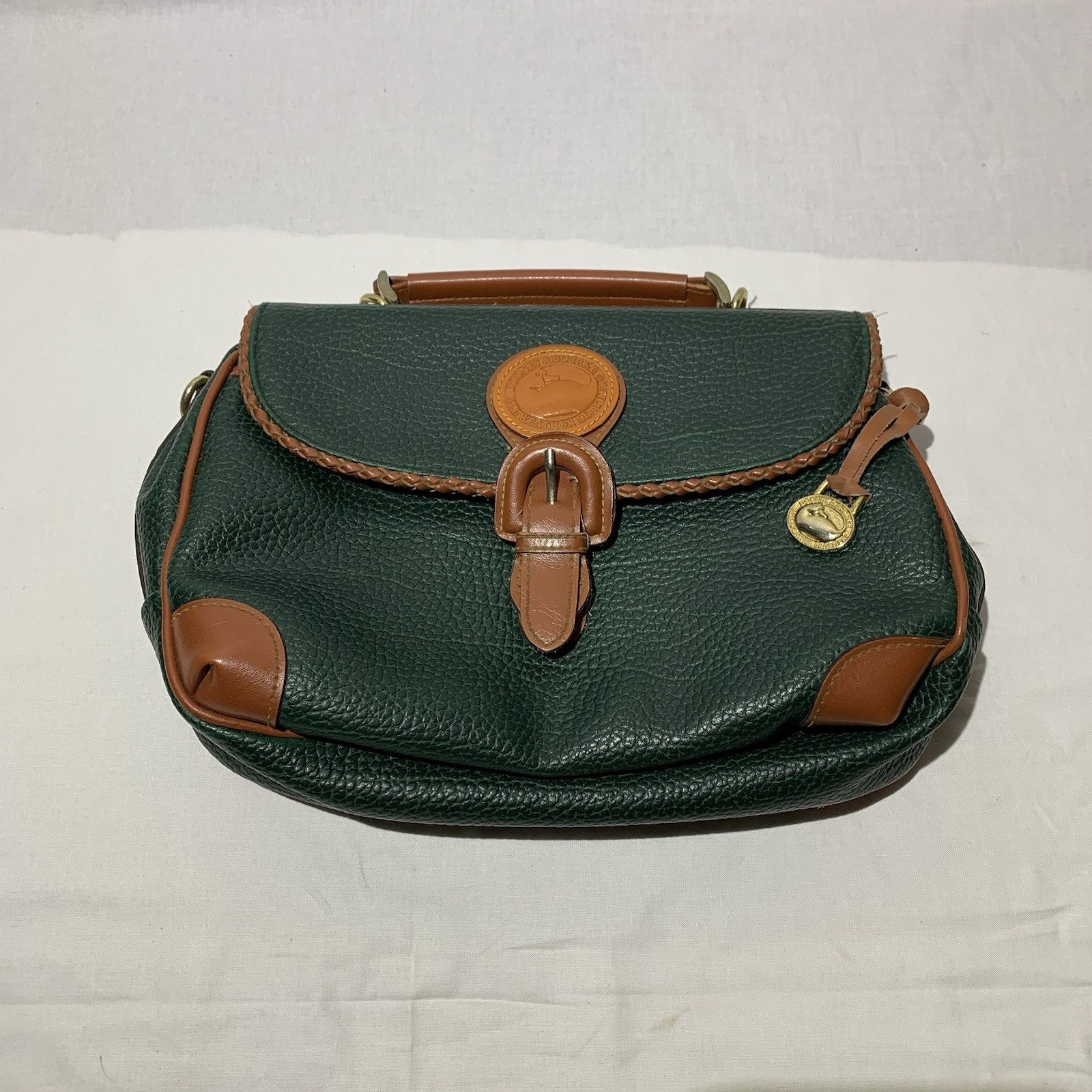 Vintage Dooney & Bourke All Weather Leather Surrey Carrier Bag Green NO STRAP