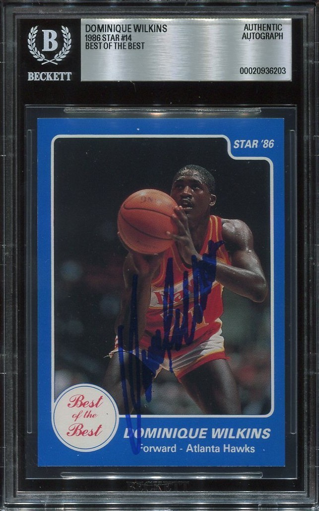 DOMINIQUE WILKINS signed autographed 1986 STAR BEST OF THE BEST CARD BECKETT BAS