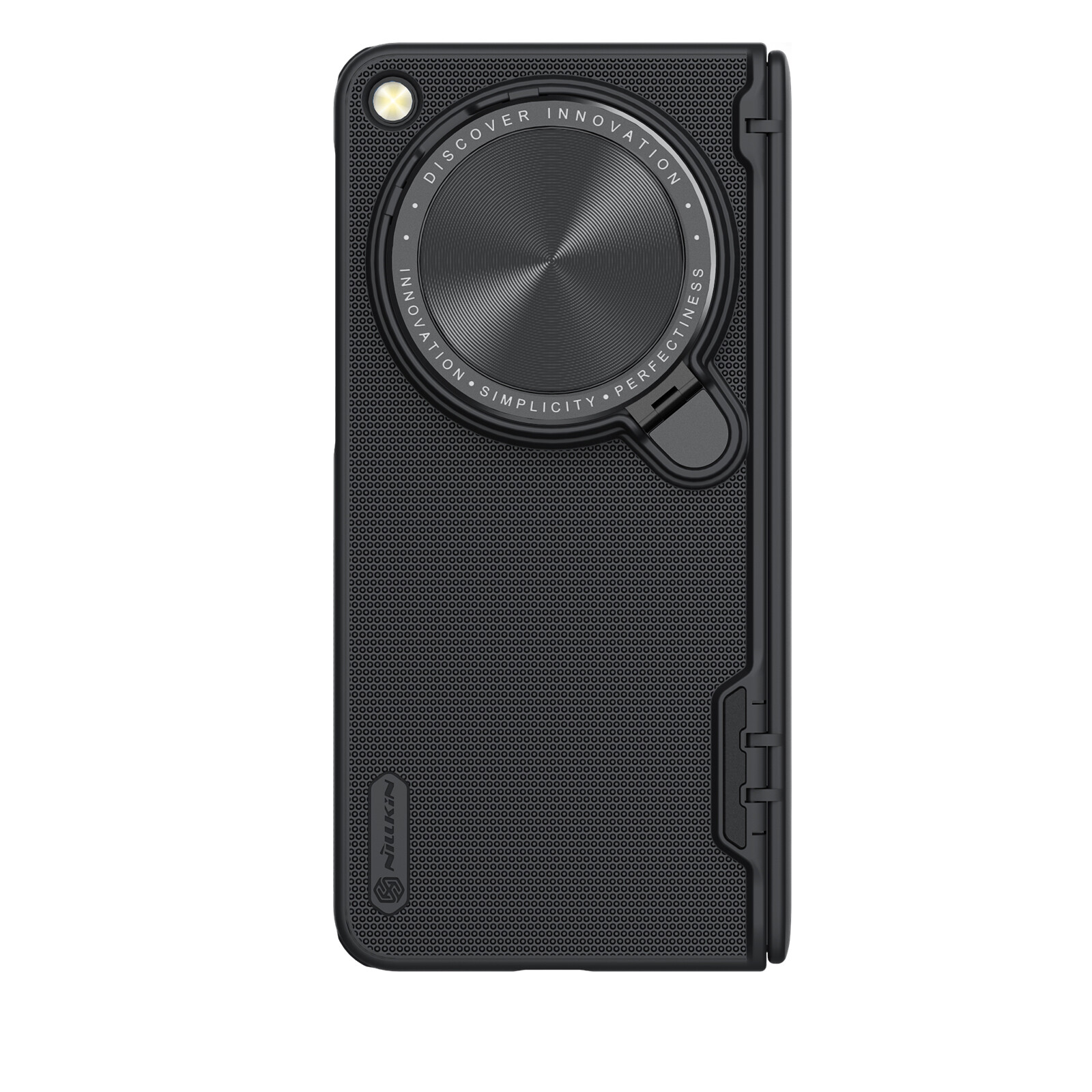 For OnePlus Open Frosted Hinge Protection Rugged Case + Camera Protection Stand
