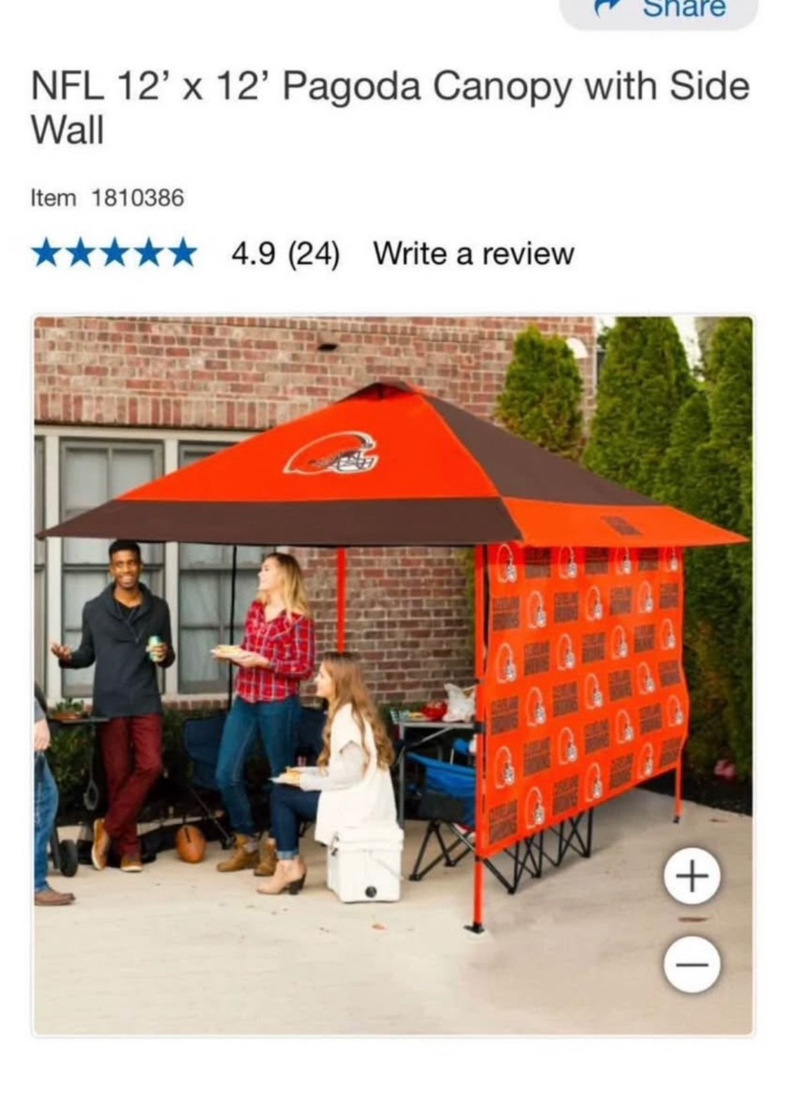 Cleveland Browns NFL 12x12 Pagoda Canopy with Sidewall