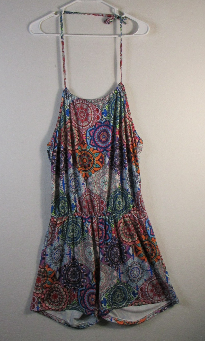Loveu. Dear Womens Geometric Jumpsuit Romper Sleeveless Size L Multicolor