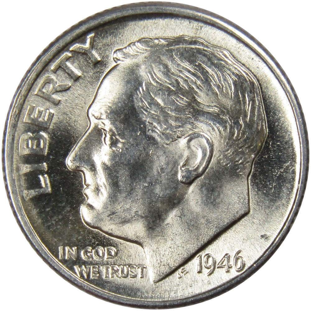 1946 D Roosevelt Silver Dime Uncirculated Mint State 10c Coin