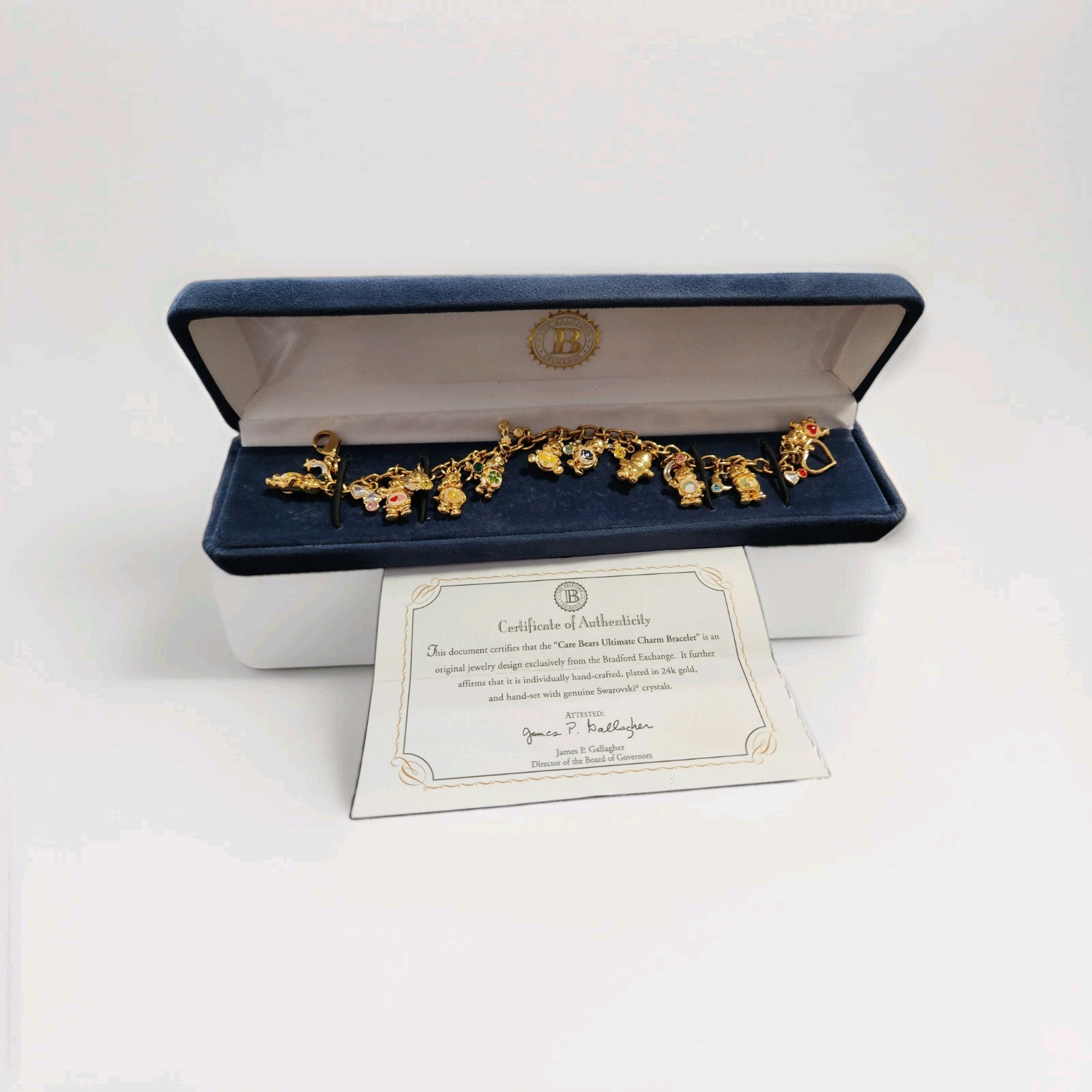 NIB 24k Gold Plated & Swarovski Bradford Exchange Care Bears Charm Bracelet NIB 24k Gold Plated & Swarovski Bradford Exchange Care Bears Charm Bracelet
