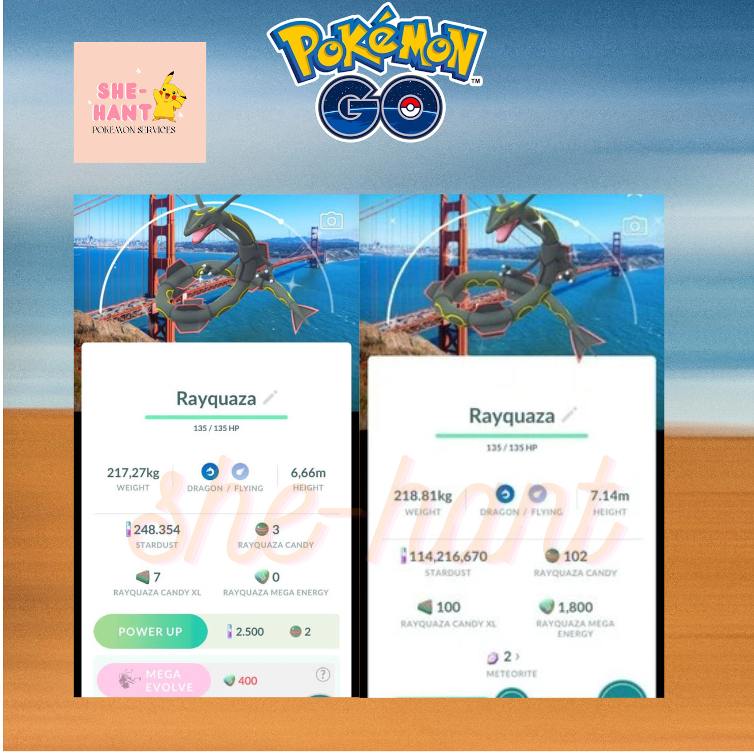 Pokémon go❖Shiny Rayquaza Sanfrancisco Background❖P❖T❖C❖TRADE❖Digital