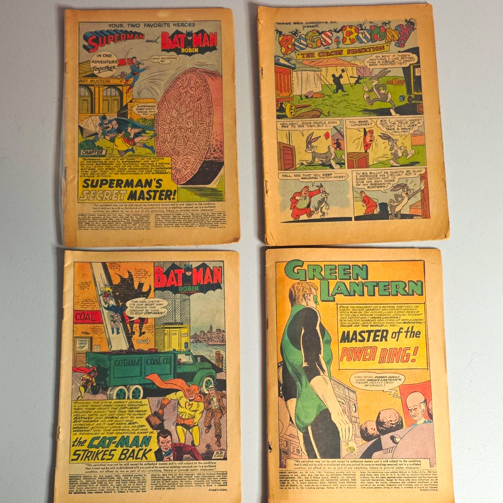 4 Vintage Silver Age Comic Lot Coverless Batman Green Lantern Superman Reader