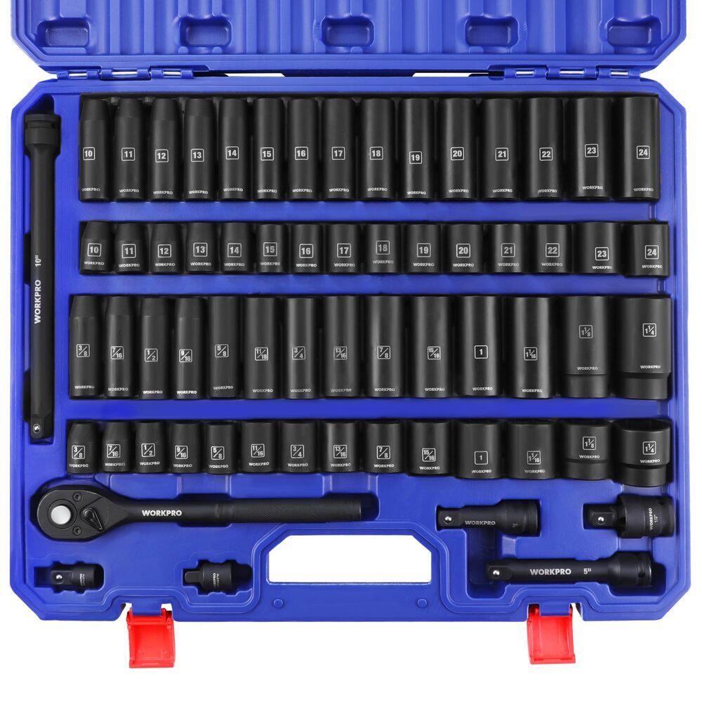 WORKPRO 65PC 1/2” Drive Impact Socket Sets 3/8\