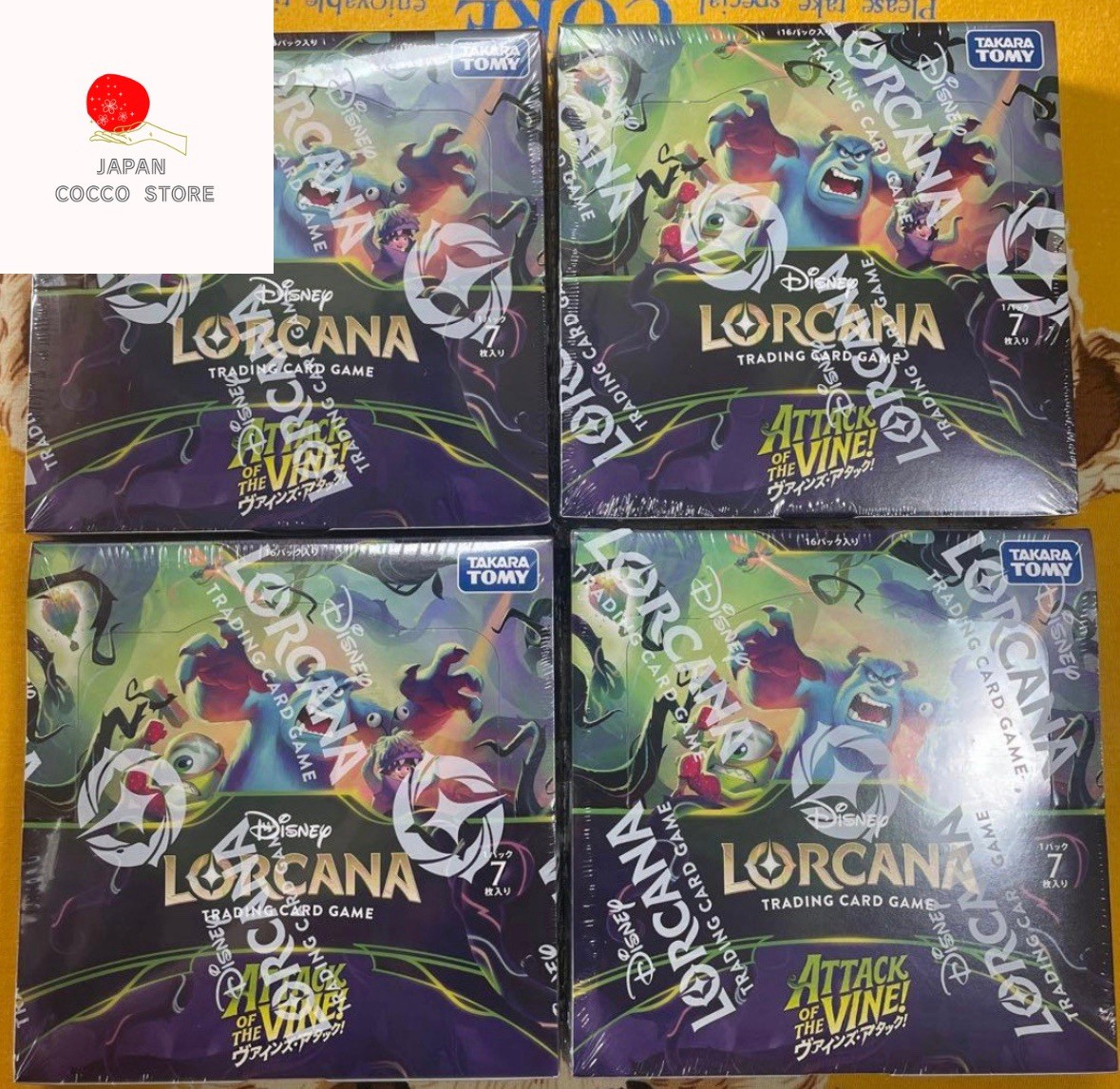 Disney Lorcana Attack of the Vine Japanese Booster Box Factory Sealed Lot of 4