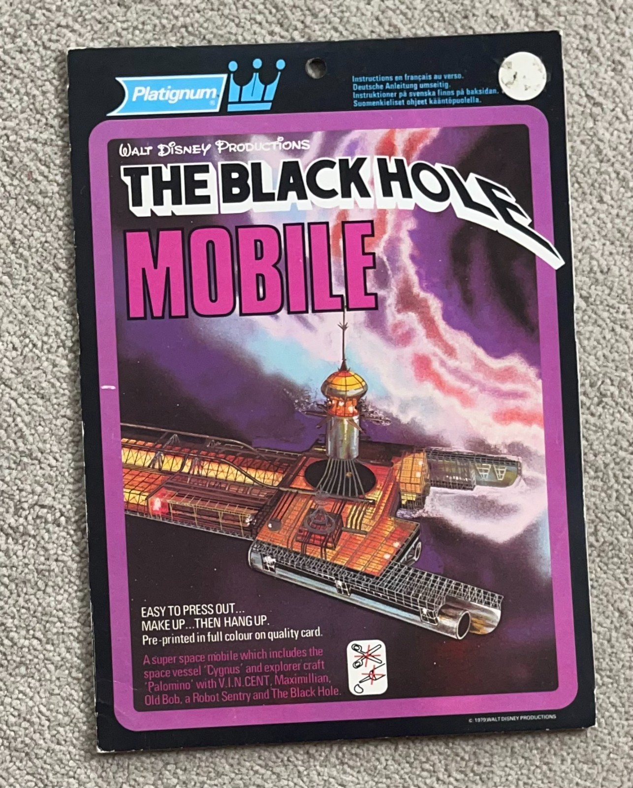 DISNEY THE BLACK HOLE 1979 Original Platignum Mobile UNUSED UNPUNCHED RARE