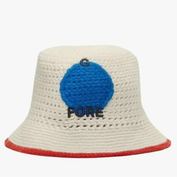 *BIG SALE* G/FORE Crochet DOT Bucket Hat Gfore Golf Cap Off White