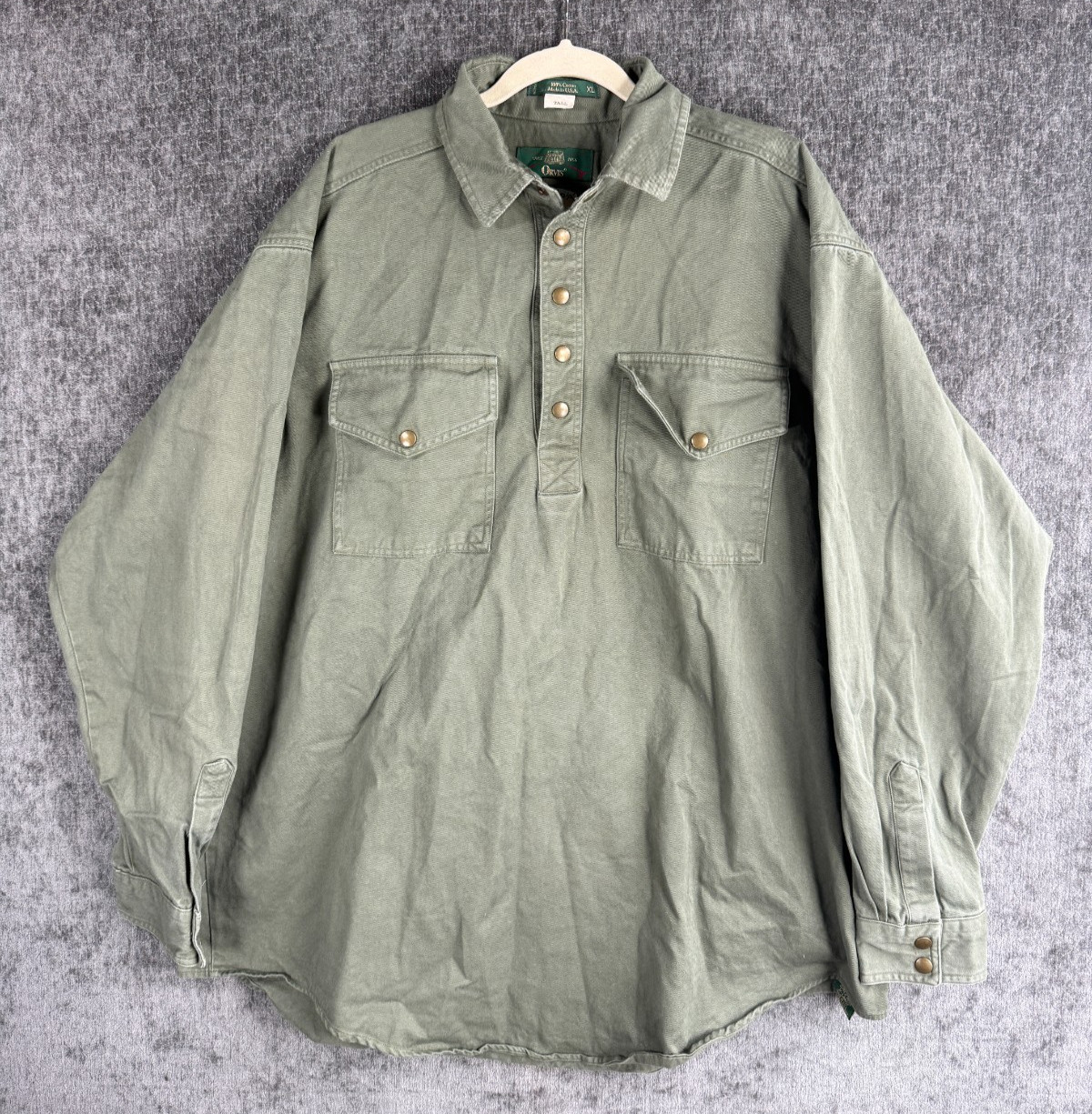 Vintage Orvis Malpai Heavy Cotton Canvas Anorak Pullover Shirt Mens XL Tall USA