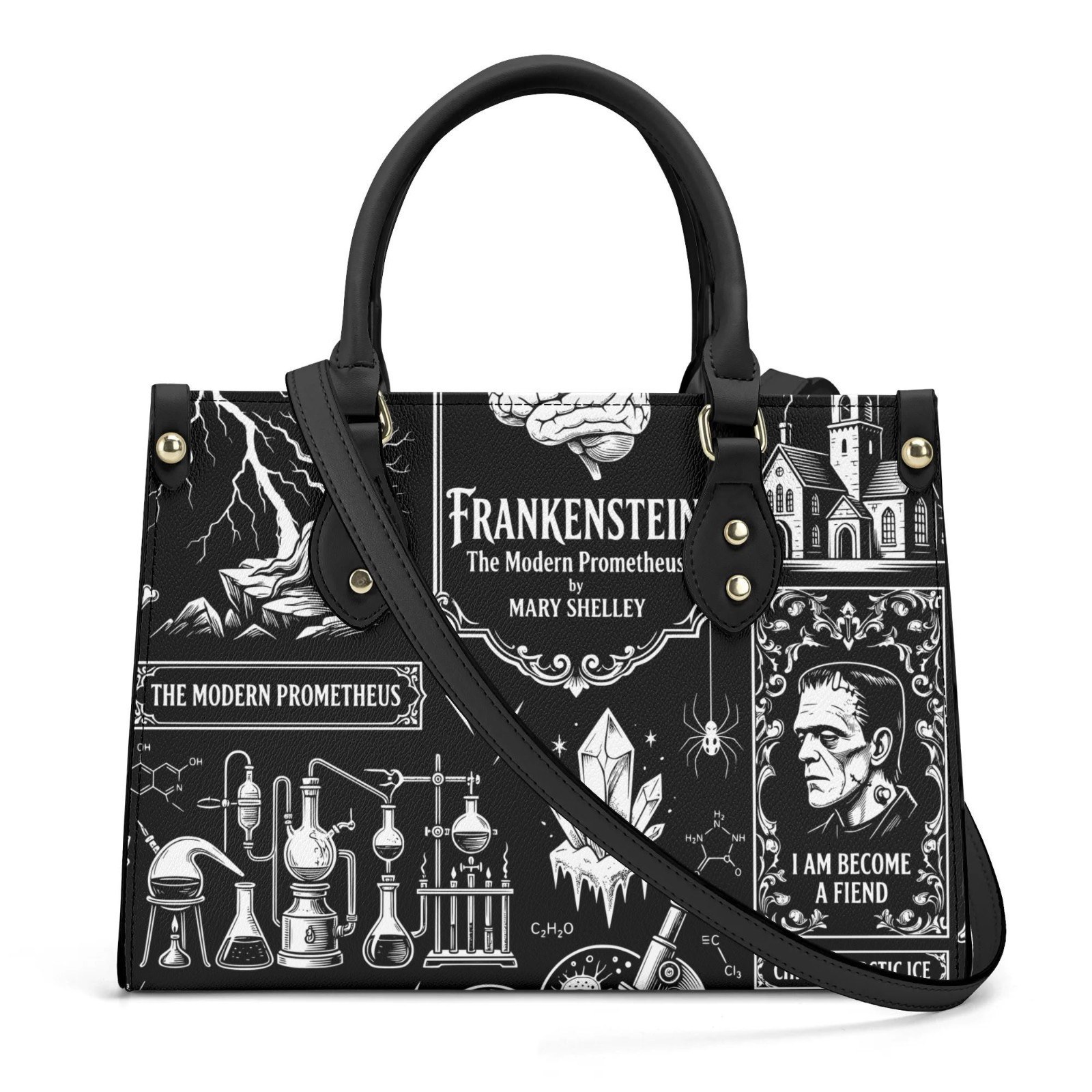 The Modern Prometheus - Bride of Frankenstein Leather HandBag