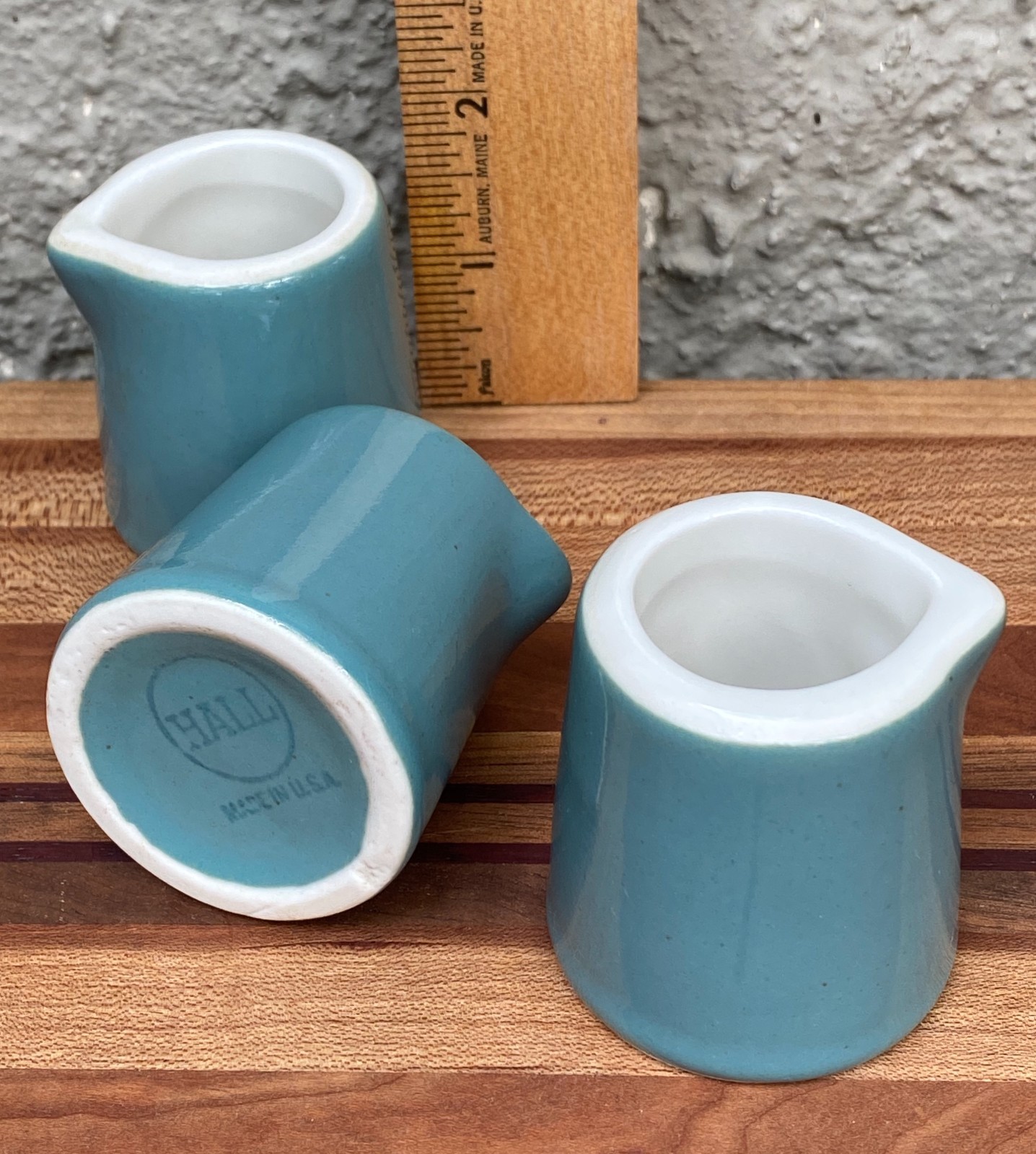 Hall Creamers Teal Restaurant Ware in original vintage box (56 individual)
