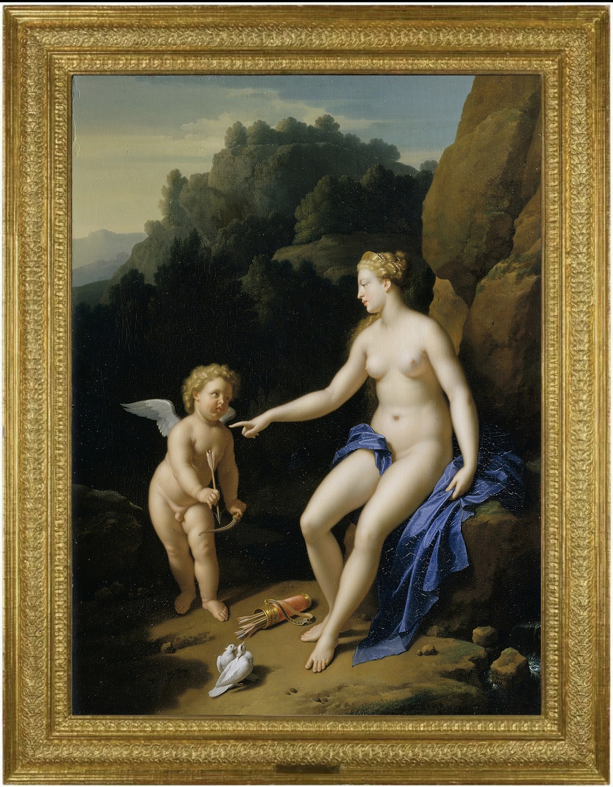 Hand Painted Classical Oil Painting Nude Venus Cupid Wall Art Antique Style