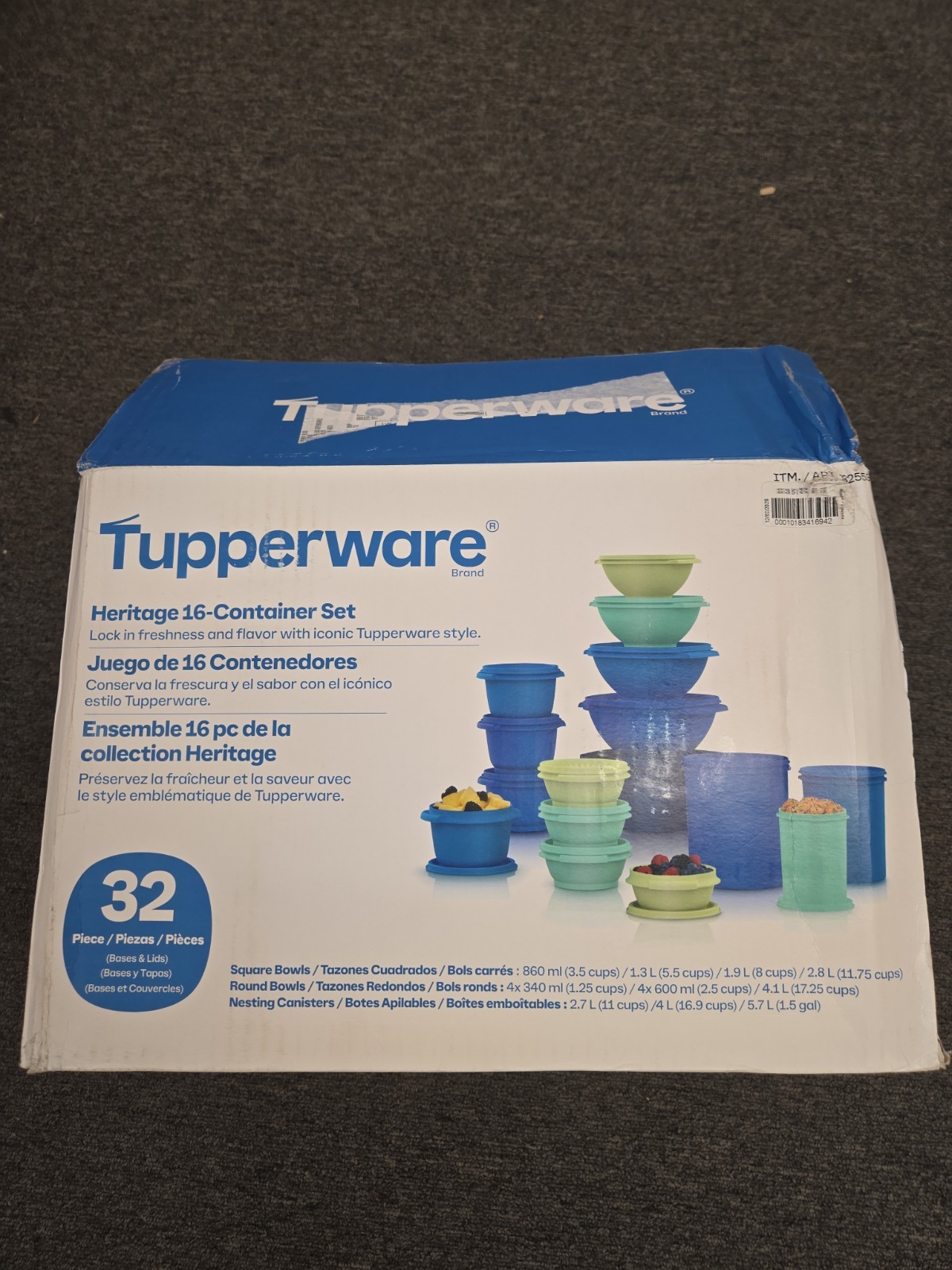 Tupperware Heritage Collection 32 Piece Food Storage Set - BLUE OPEN BOX Tupperware Heritage Collection 32 Piece Food Storage Set - BLUE OPEN BOX
