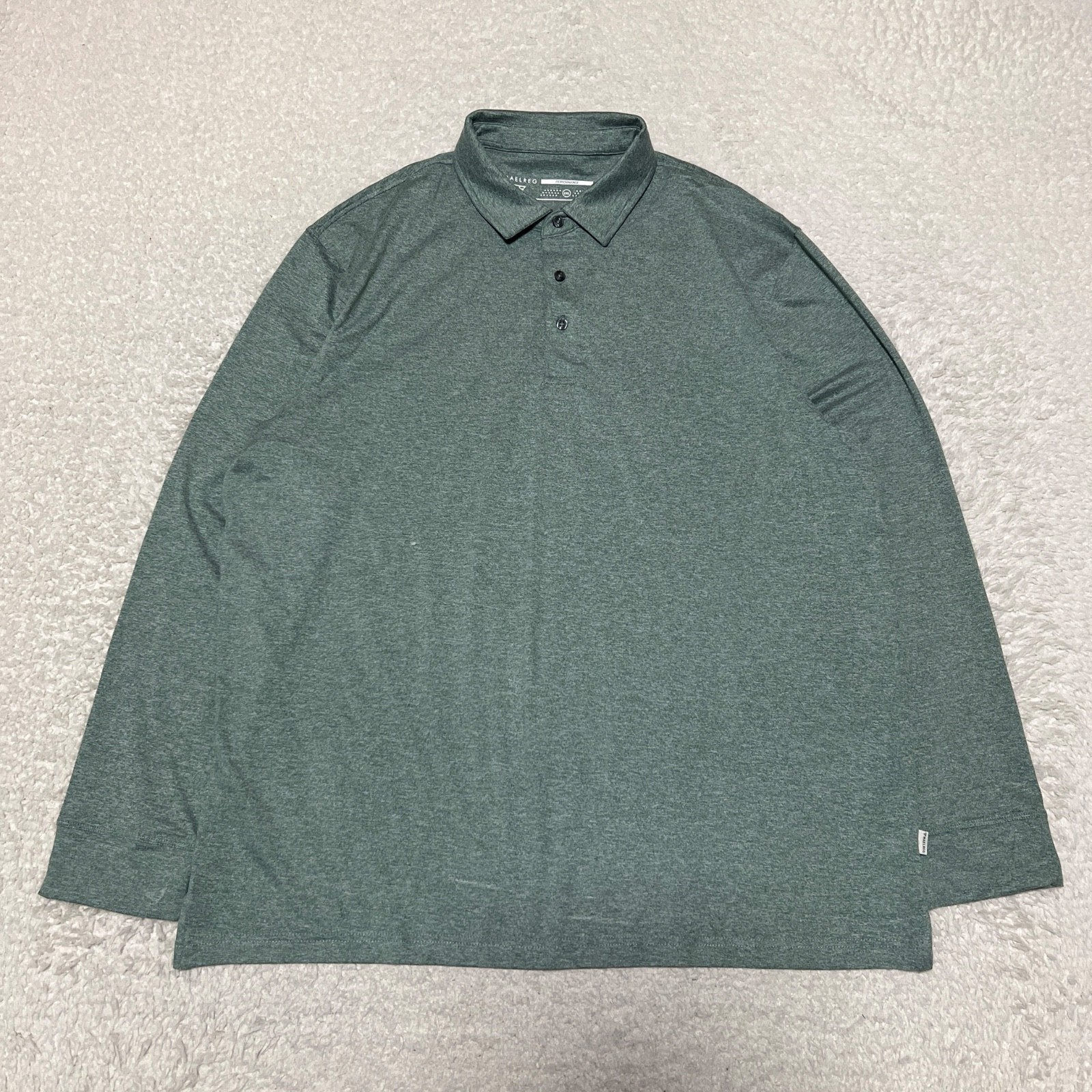 Maelreg Polo Shirt Men 2XL Heather Green Long Sleeve Performance Golf Casual