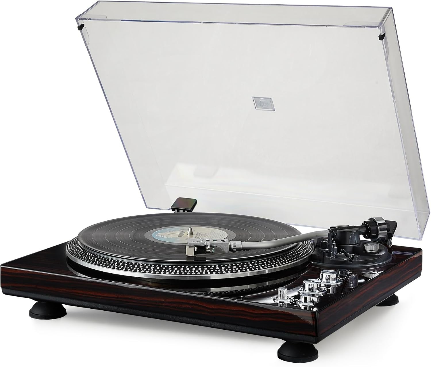 Bluetooth Vinyl Record Player with Magnetic Cartridge & Vintage Wood Design