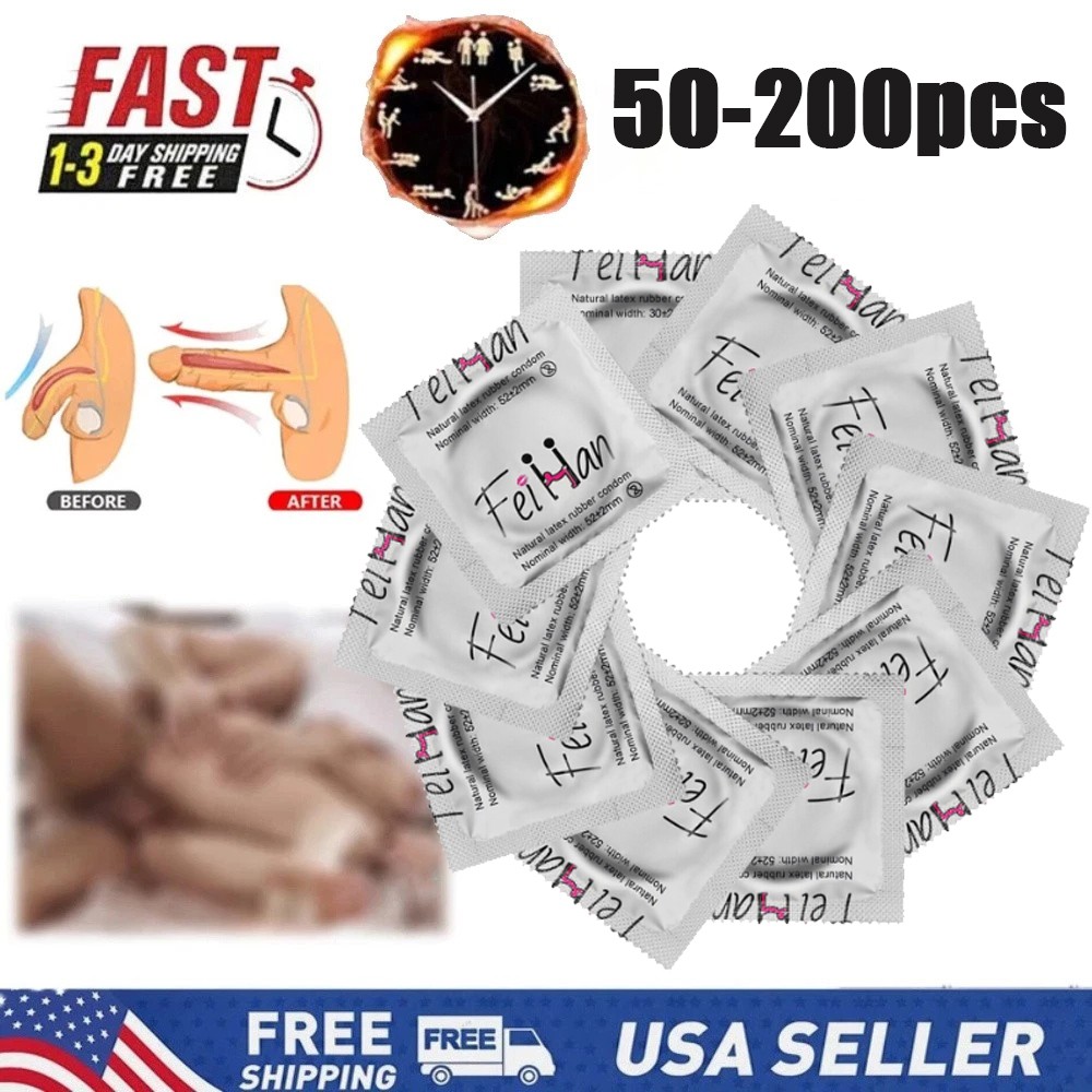 50-200PCS Latex Condoms Extra Time Sex Delay Regular Ultra Thin Pleasure Always
