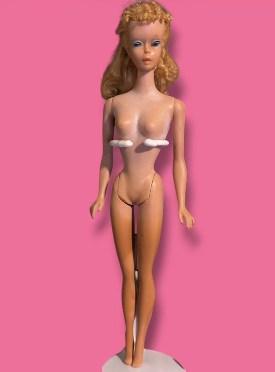 Vintage 1960 Barbie Blond Red Nails Ponytail Doll Japan Foot Original Mattel TLC