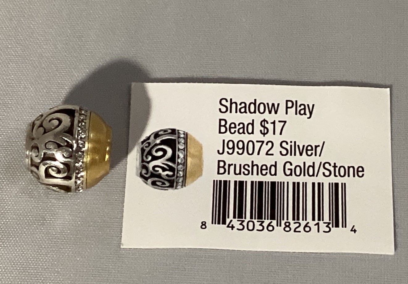Authentic Brighton Shadow Play Bead J99072 Silver/Brushed Gold/Stone Retired New