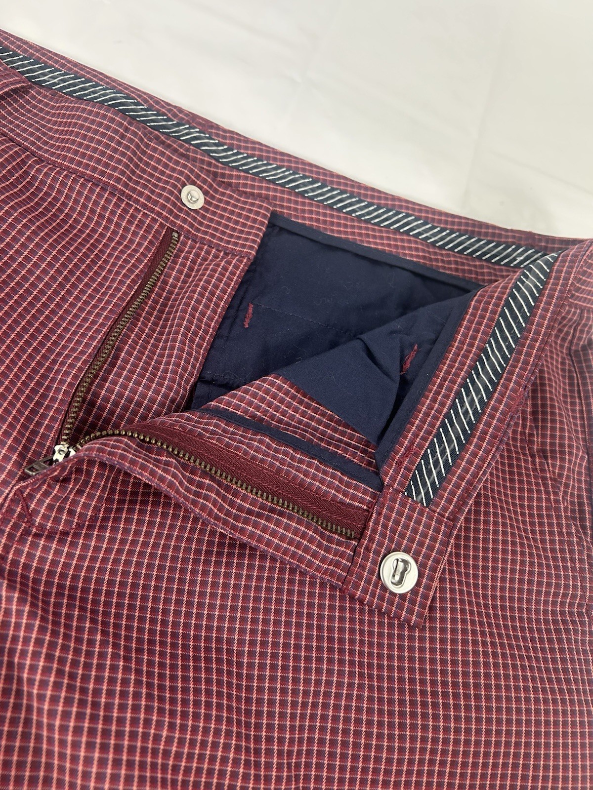 Bonobos Highland Golf Pants Mens 36x34 Tailored Fit Red Check Dobby Performance