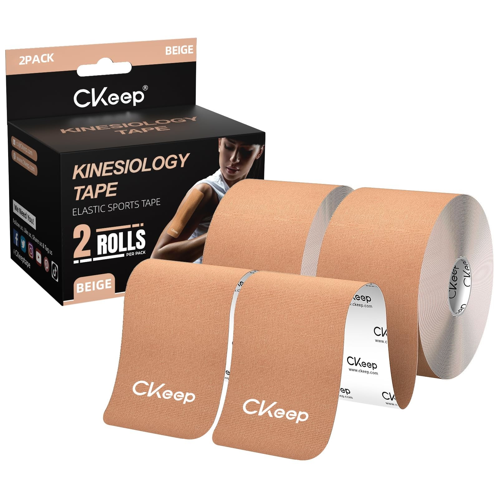CKeep Kinesiology Tape Uncut 2 Rolls Original Cotton Elastic Premium Athletic... CKeep Kinesiology Tape Uncut 2 Rolls Original Cotton Elastic Premium Athletic...