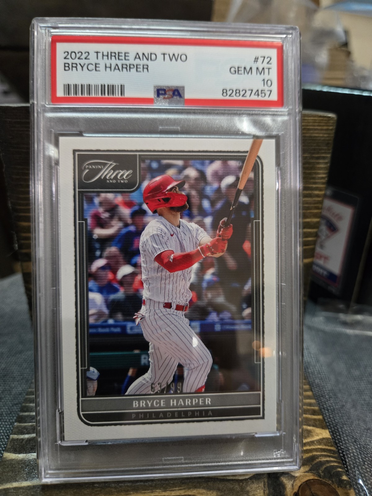 Panini 2022 Three and Two Bryce Harper Phillies #72 /99 PSA 10 graded