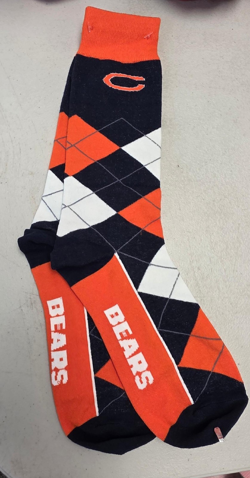 ST1 Mens NFL CHICAGO BEARS Argyle Socks MEDIUM 5-10 New 
