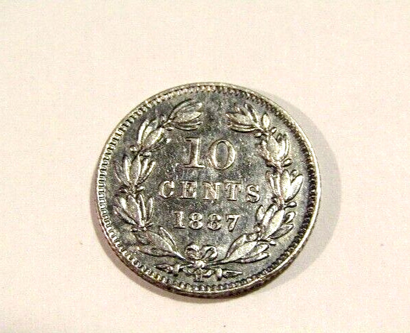 1887 Nicaragua 10 Centavos Silver Coin 1887 Nicaragua 10 Centavos Silver Coin