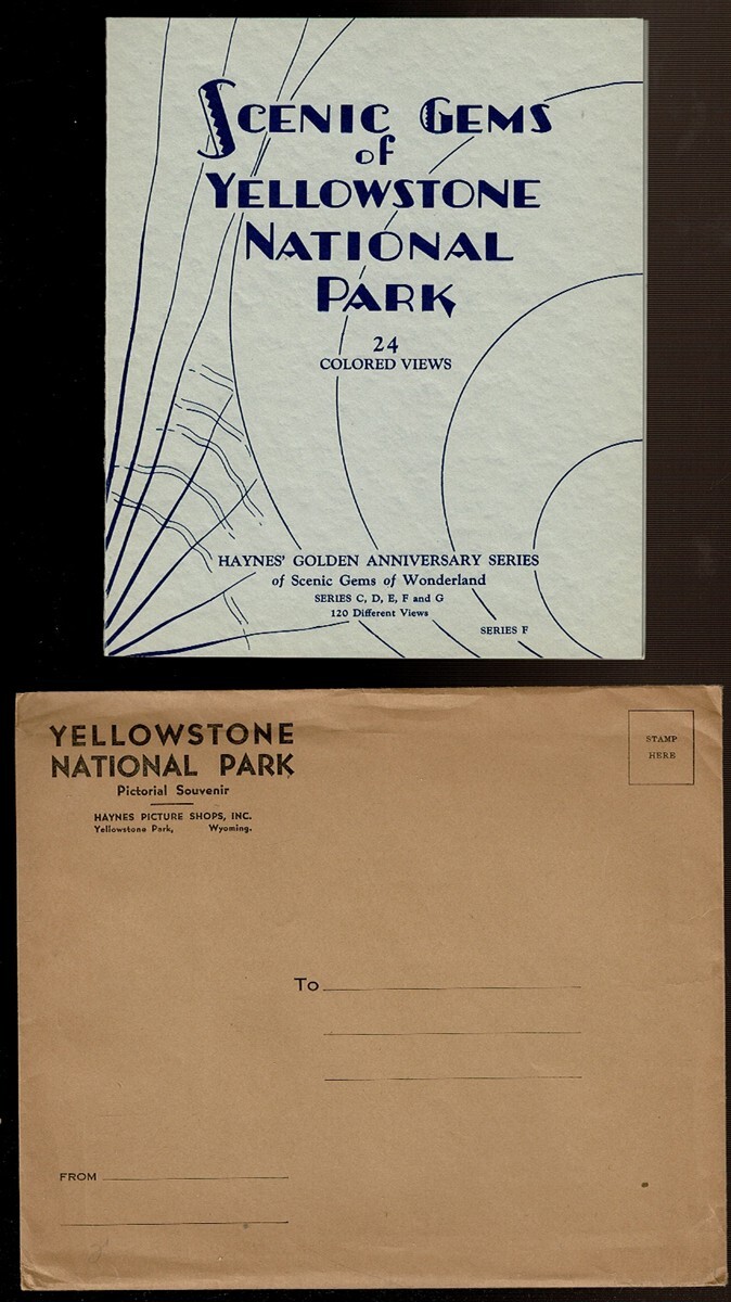 SCENIC GEMS OF YELLOWSTON NATIONAL PARK. 24 COLORED VIEWS. Haynes Pictures