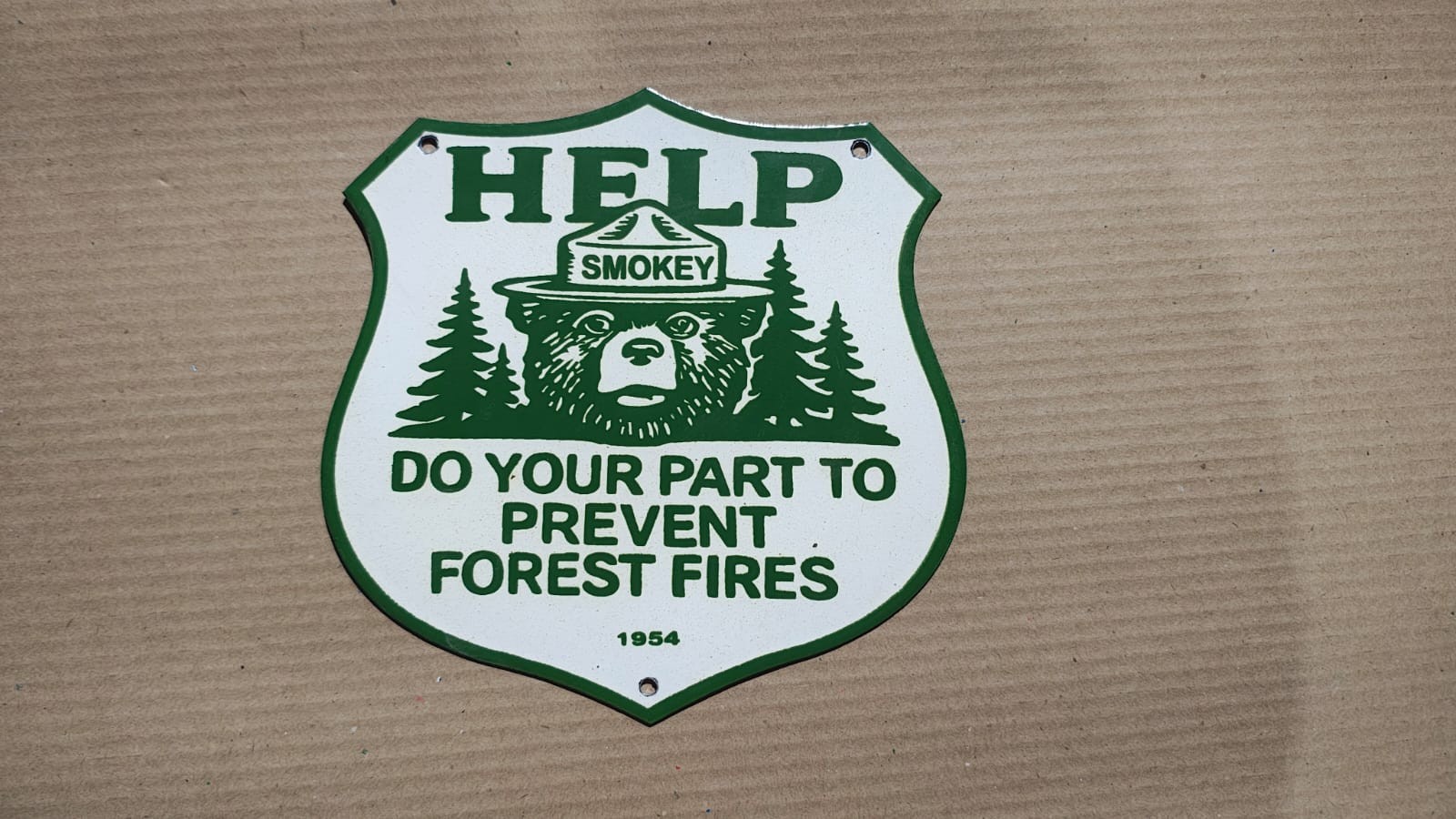 Porcelain Smokey help Enamel Sign 8 x 8 Inches