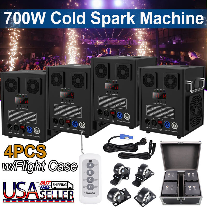 4PCS Large Cold Spark Machine 700W DMX Stage Firework Machine 6.6-9.8ft Wedding