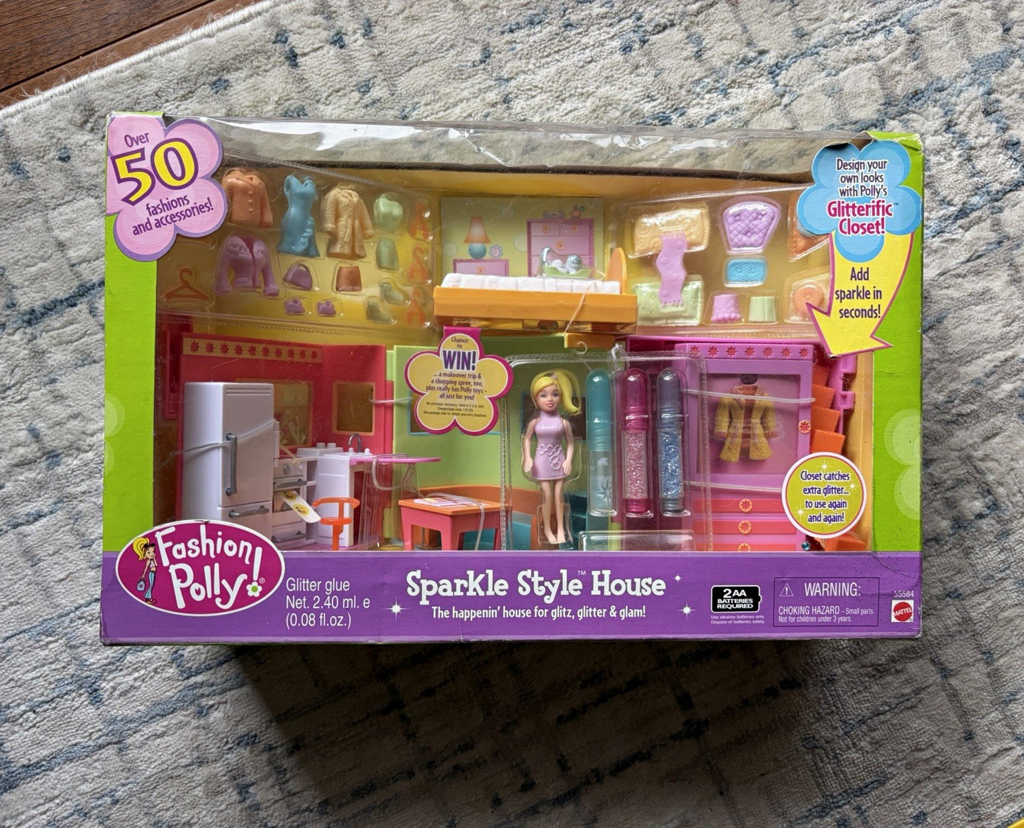 VINTAGE 2002 Mattel Polly Pocket Sparkle Style House Playset Doll Model #55584 VINTAGE 2002 Mattel Polly Pocket Sparkle Style House Playset Doll Model #55584
