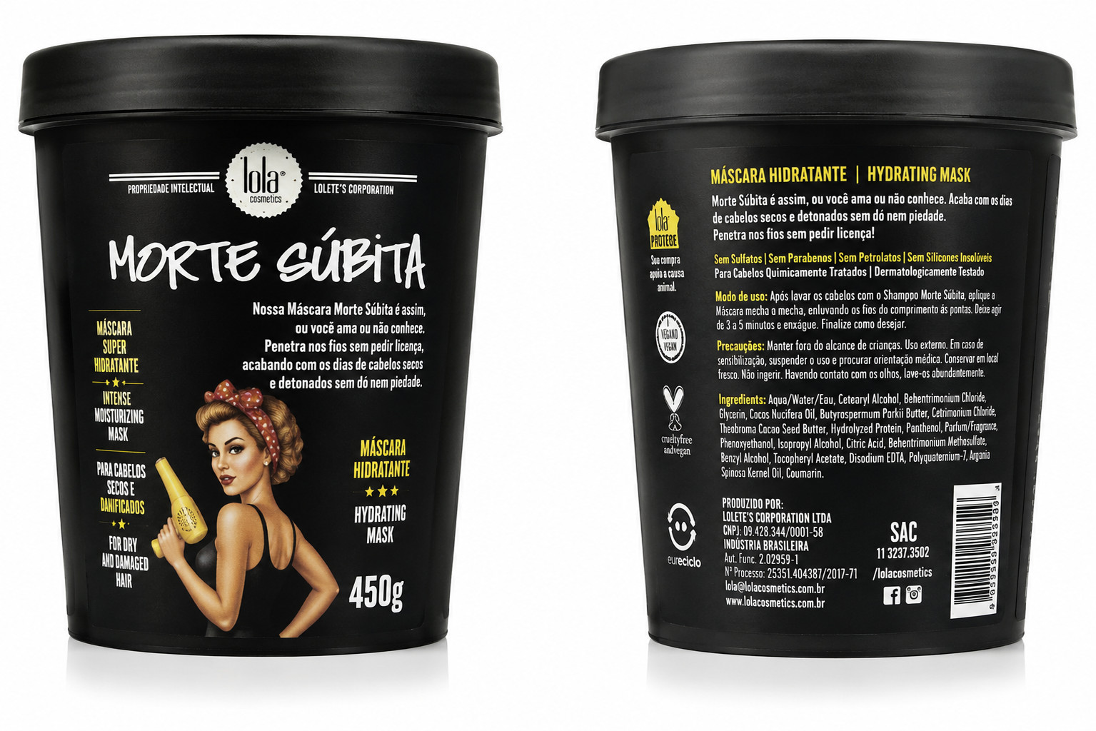 Lola Cosmetics Morte Subita 450g Hair Mask Hydrating Repair Treatment Brazil