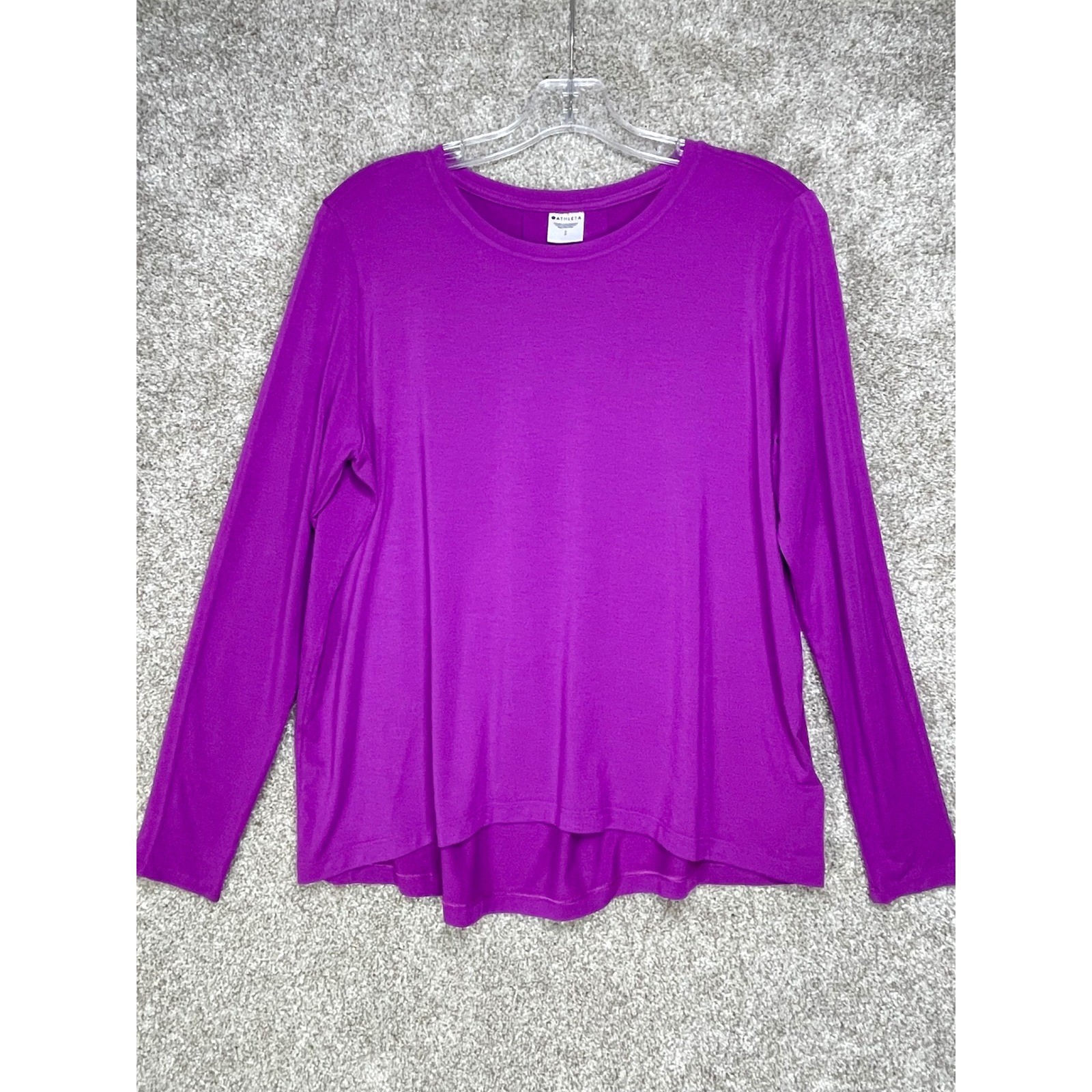 Athleta With Ease Long Sleeve Top Womens S Purple Oversized Relaxed Fit Yoga Gym