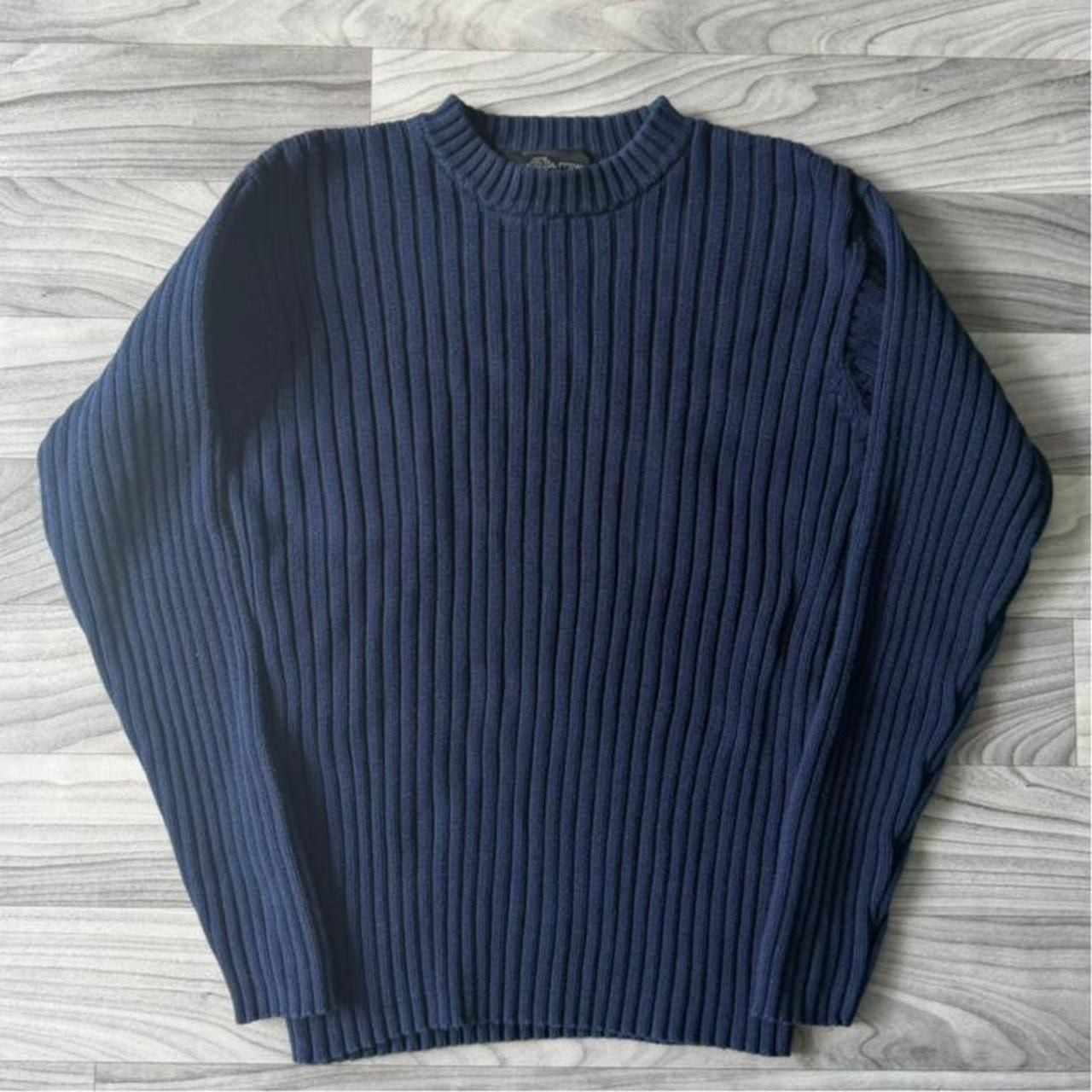 Vintage Croft & Barrow Navy Blue Ribbed Cotton Sweater