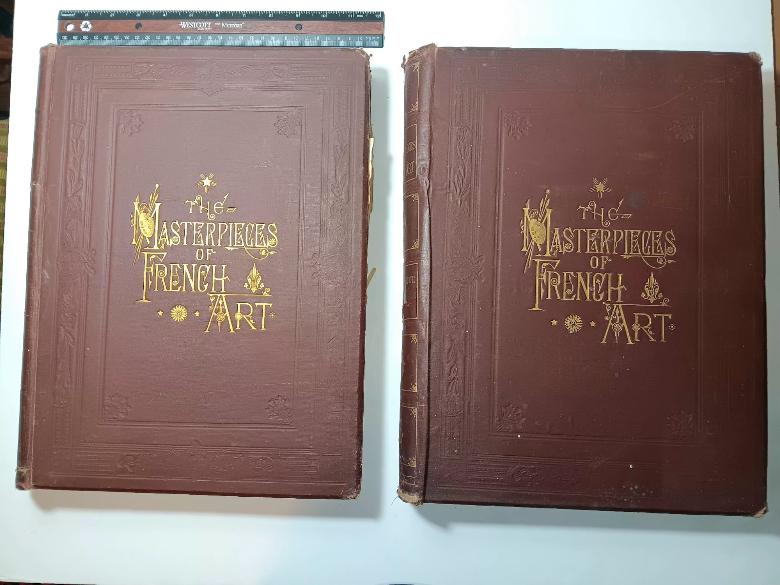 Volumes 1 AND 2 OF THE MASTERPIECES OF FRENCH ART BOOKS  Leather Bound 1883