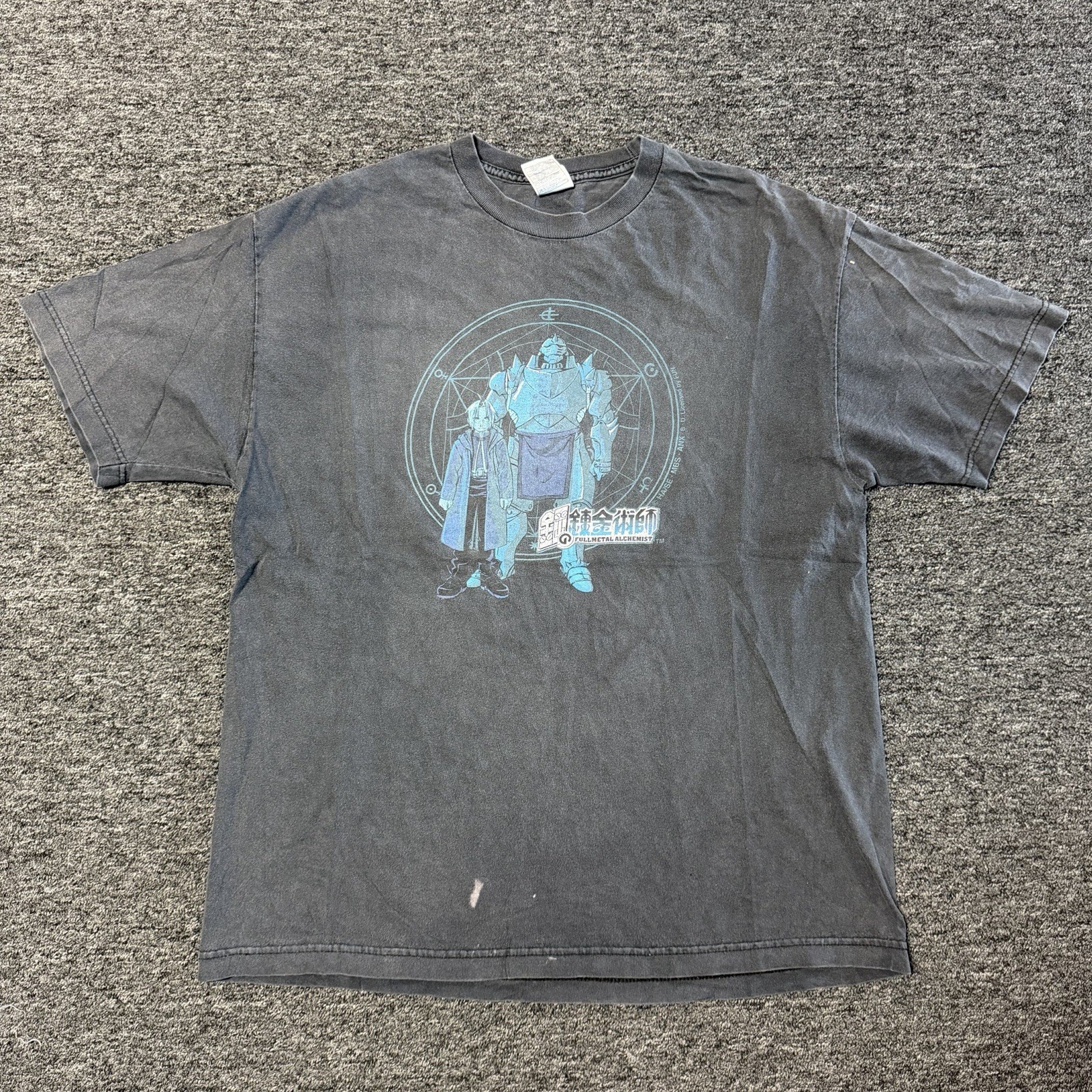 Vintage Y2K RARE Fullmetal Alchemist Faded Black GRAIL Anime Promo T-Shirt Sz XL