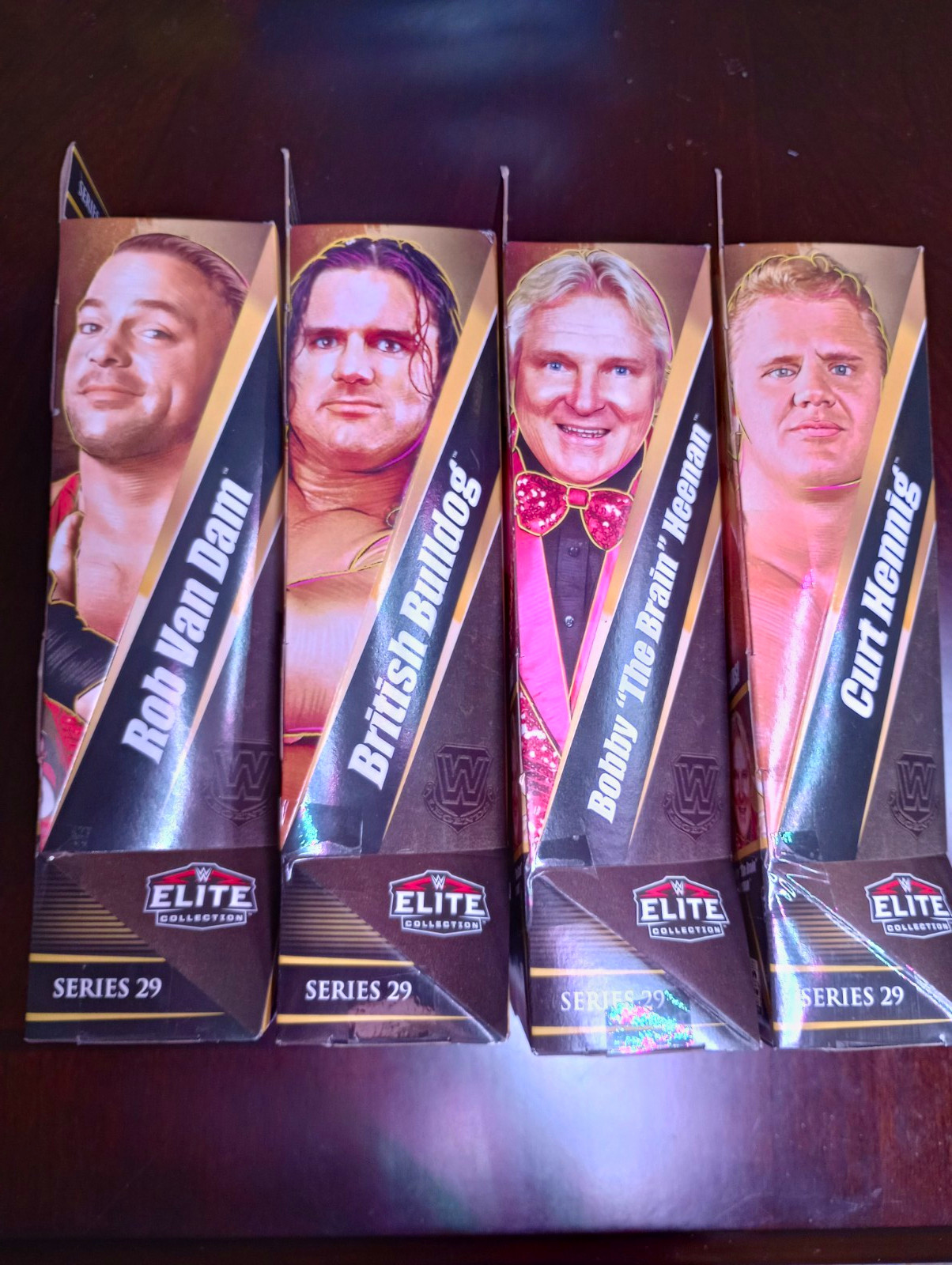 Mattel WWE Elite Boxed 4-Pack Lot Curt Hennig Heenan Bulldog Rob Van Dam