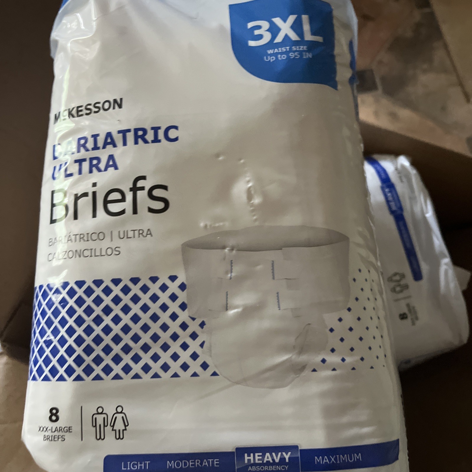 McKesson Ultra Plus Bariatric Adult Brief, Tab Closure 3X-Large, Bag of 8
