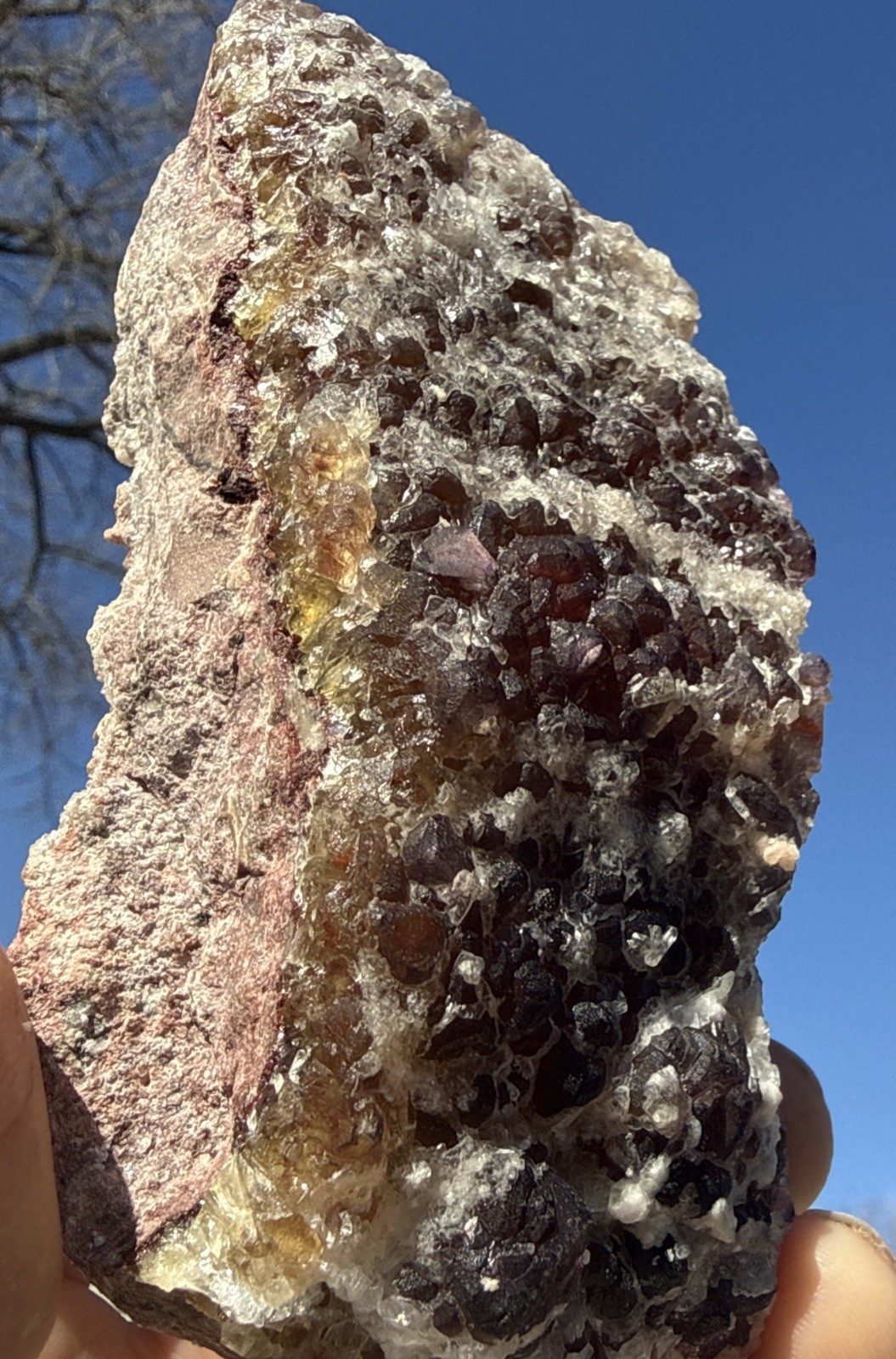 I Lb Octahedral Red & Yellow Druzy Fluorite Specimen Minerals Rock Collector 