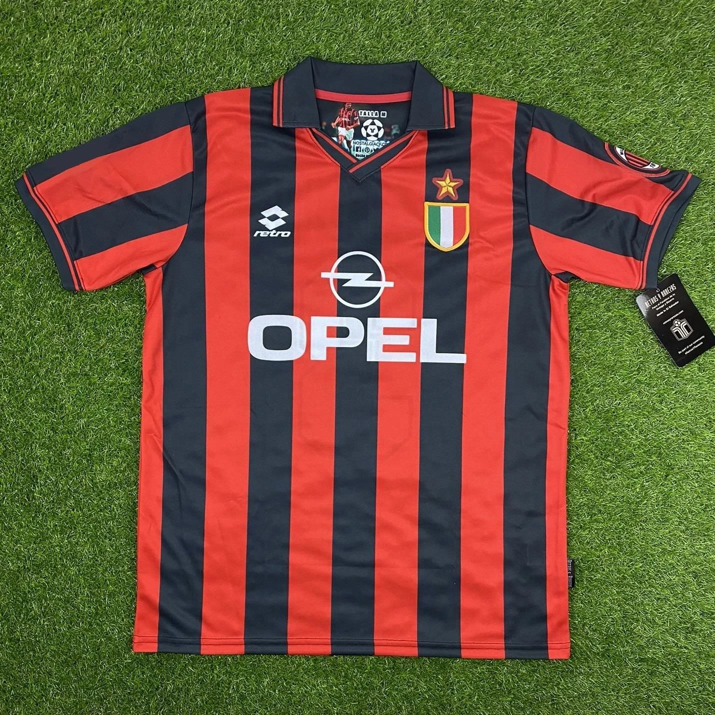 AC Milan, Men's Retro Soccer Jersey, 1996-1997, Maldini #3 (Tallaje Grande)