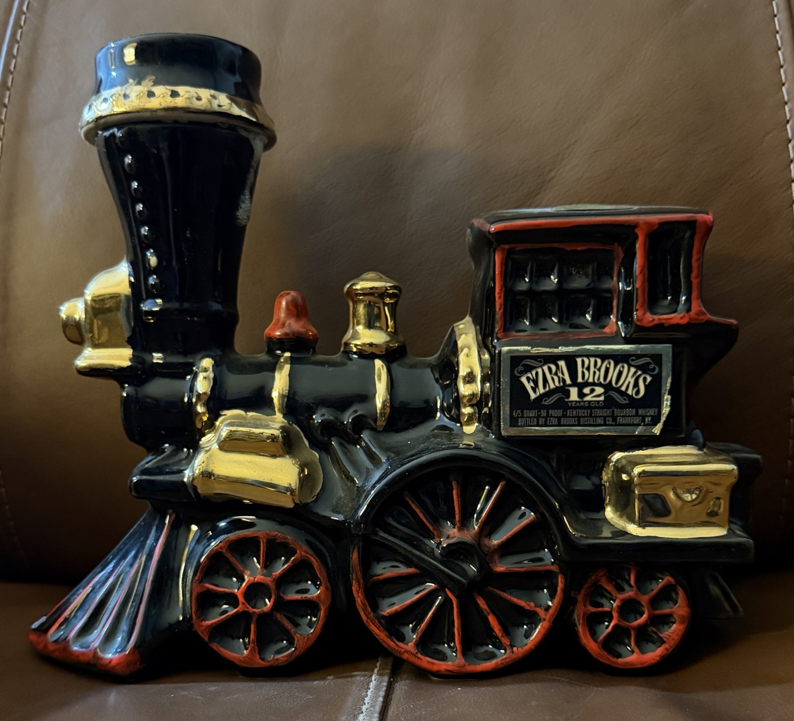 VINTAGE 1969 EZRA BROOKS TRAIN LOCOMOTIVE DECANTER