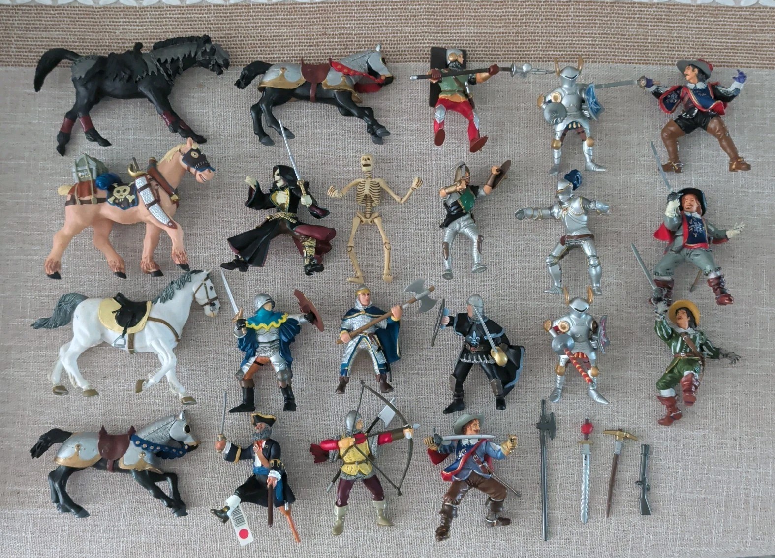 Vintage Papo Medieval, Pirate, Three Musketeers Figure Lot.  W Horses