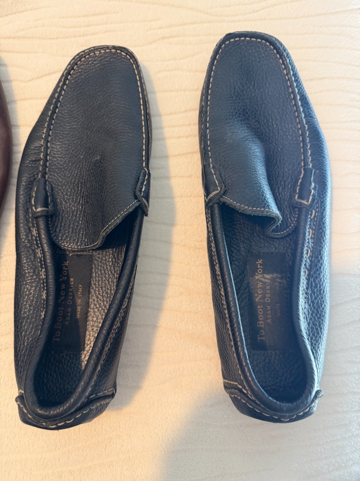 To Boot New York Adam Derrick Black Leather Driving Loafer Mens 10 Made in Italy