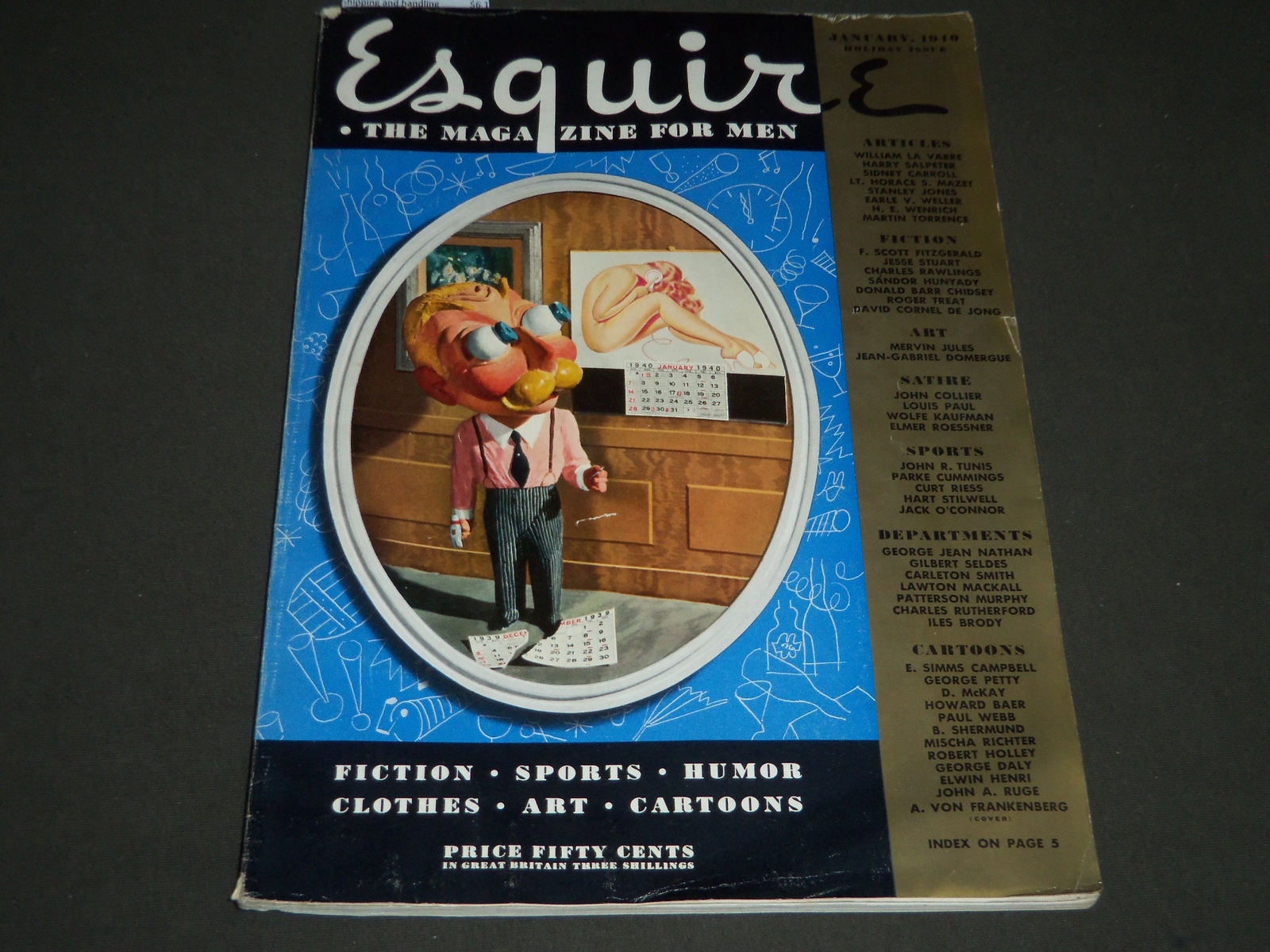 1940 JAN ESQUIRE MAGAZINE - GEORGE PETTY ILLUSTRATION - COVER AND ADS - ST 5057 1940 JAN ESQUIRE MAGAZINE - GEORGE PETTY ILLUSTRATION - COVER AND ADS - ST 5057