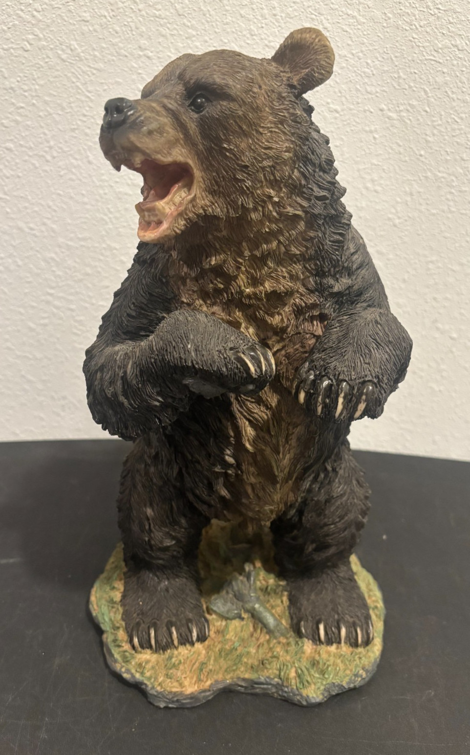Realistic Dark Brown Standing Bear Resin Statue Figurine H ~13