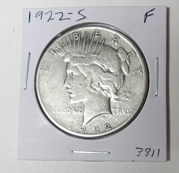 1922-S Peace Silver Dollar Fine Cleaned San Francisco Mint Coin (4.12)
