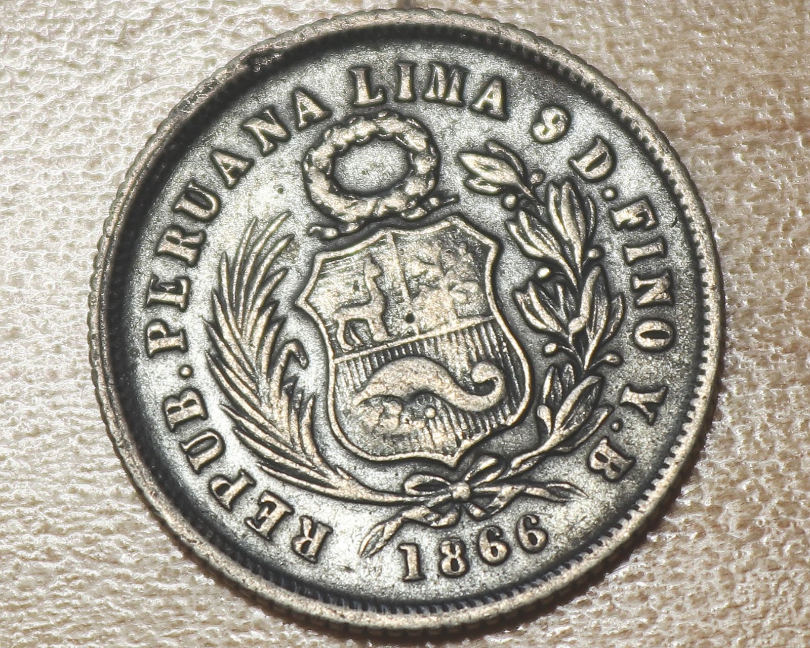 1866 Peru 1 Dinero Silver 1866 Peru 1 Dinero Silver