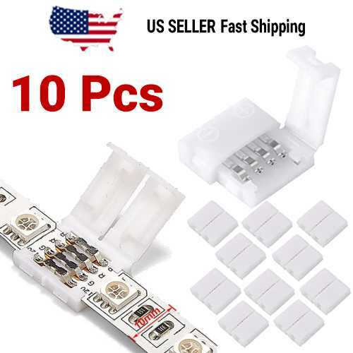 10-Pcs 4-Pin RGB 10mm led Strip connectors Extension for 5050 LED Strips